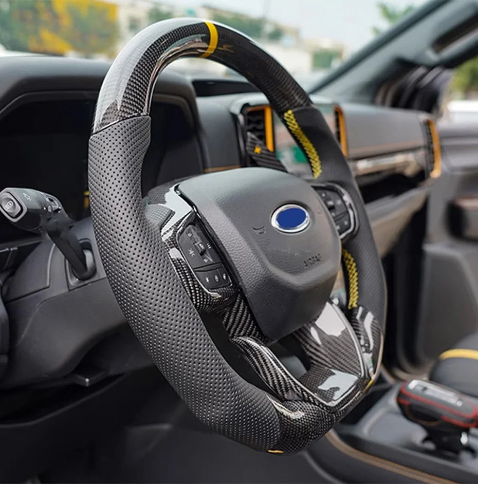 NEXT-GEN FORD RANGER / RAPTOR / EVEREST 2022+ Custom Carbon Fibre steering wheel with Intelligent speed steering wheel