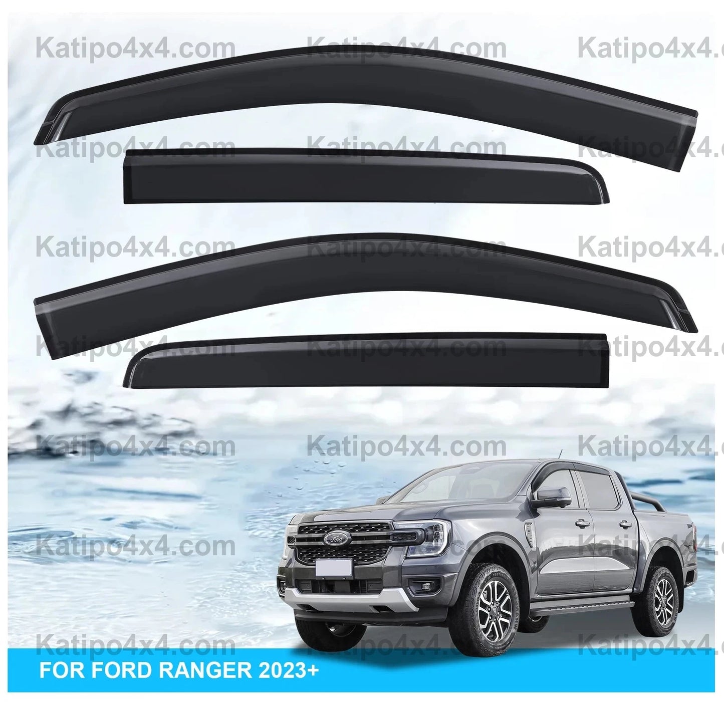 Ford Ranger & Raptor Next-Gen 2022+ Double Cabin Model Weather Shield Sun Rain Guard 4PCS