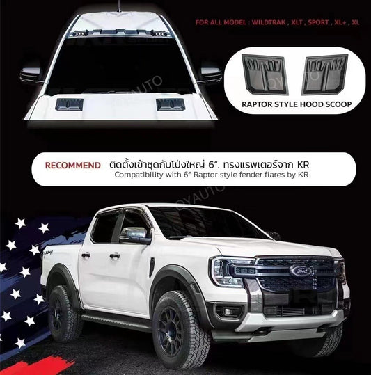 FORD RANGER RAPTOR 2023+ STICK ON BONNET AIR VENTS ( Universal )