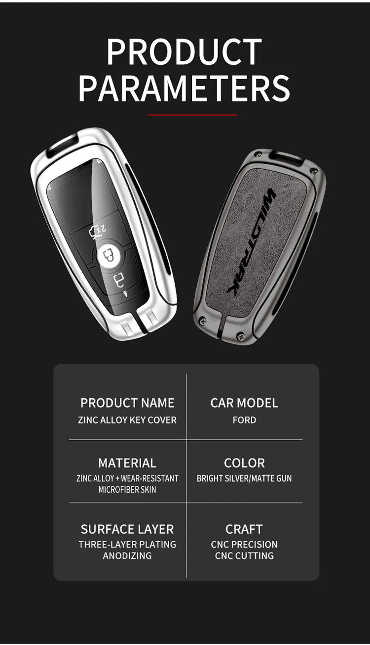 Zinc Alloy Car Remote Key Case For Ford Ranger Wildtrak Remote Control Protector For Ford Ranger Wildtrak Key Cover Accessories