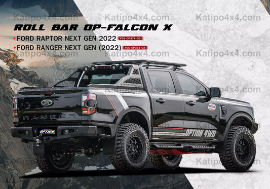 OP-FALCON X SPORT BAR ( NEXT-GEN FORD RANGER & RAPTOR ) Suitable to fit onto a HARD-LID