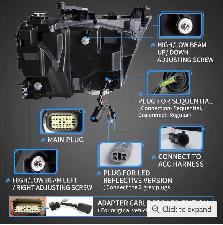 Matrix Projector Headlights For Dodge Ram 1500 2500 3500 ( 2019-2024) 5th Gen