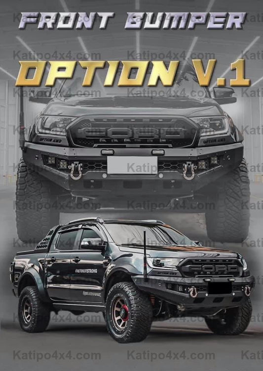 OPTION4WD - V.1 FRONT WINCH BAR - FORD RANGER & EVEREST (2015-2022) kit