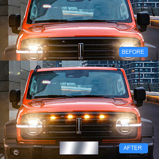 LED Grille Light Universal Car Smoked Amber White 4LED Grill Light ( FREE WORLDWIDE SHIPPING )