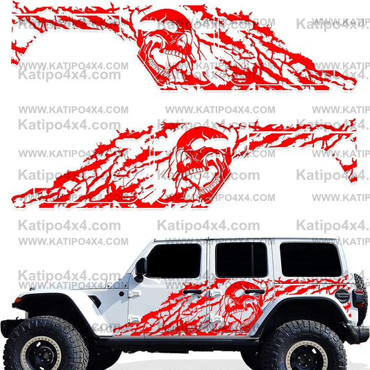 Tire Tracks Side Graphics Kit 3M Vinyl Decal Wrap Compatible with SUV TRUCK CAR 4 Door 2007-2016 - Nimbus Gray