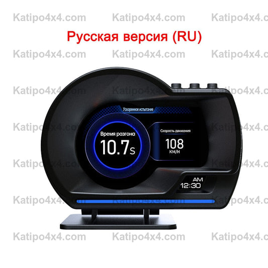 Vjoycar V60 Newest Head Up Display Auto Display OBD2+GPS Smart Car HUD Gauge Digital Odometer Security Alarm Water&Oil Temp. RPM