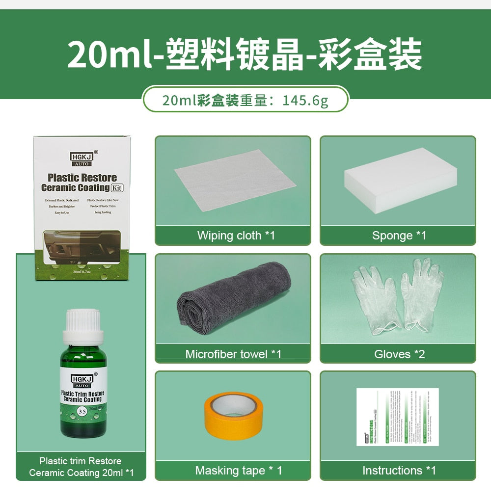 Plastic & Trim Ceramic Coating Agent for refreshing and restoration of black trim parts