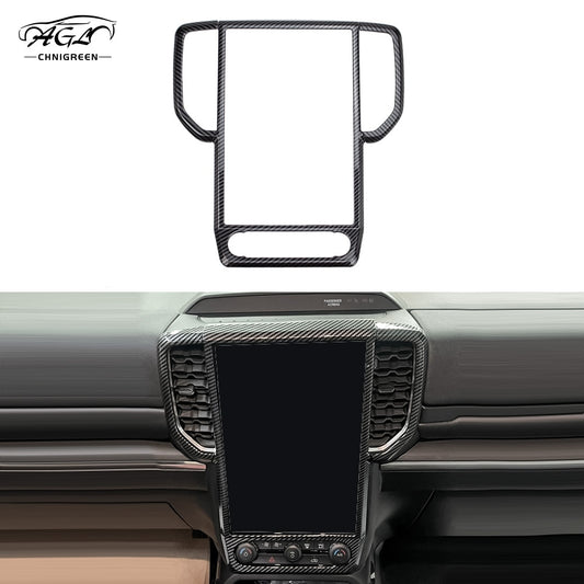 ABS Carbon Fiber Color 10.1 12 inch Navigation AC Outlet Vent Frame Trim Cover Interior Decorative for Ford Ranger Everest 2023