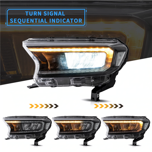 ( ROAD LEGAL LED HEADLIGHTS ) FORD RANGER, EVEREST & RAPTOR (2015-2022) - ( FREE WORLD WIDE SHIPPING )