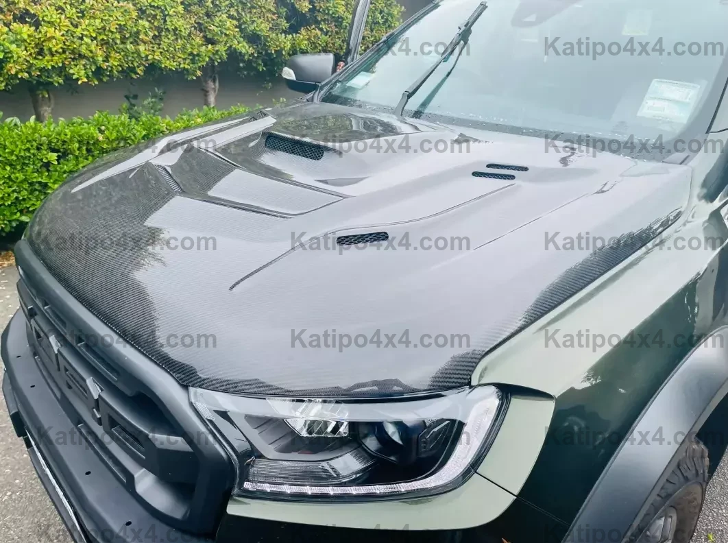 FORD RANGER, EVEREST & RAPTOR CARBON BONNET, TYPE - STINGER WITH SCOOP (2015-2022) WORLDWIDE SHIPPING