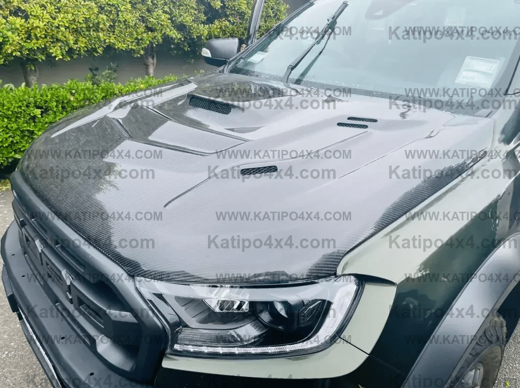 FORD RANGER, EVEREST & RAPTOR CARBON BONNET, TYPE - STINGER WITH SCOOP (2015-2022) WORLDWIDE SHIPPING