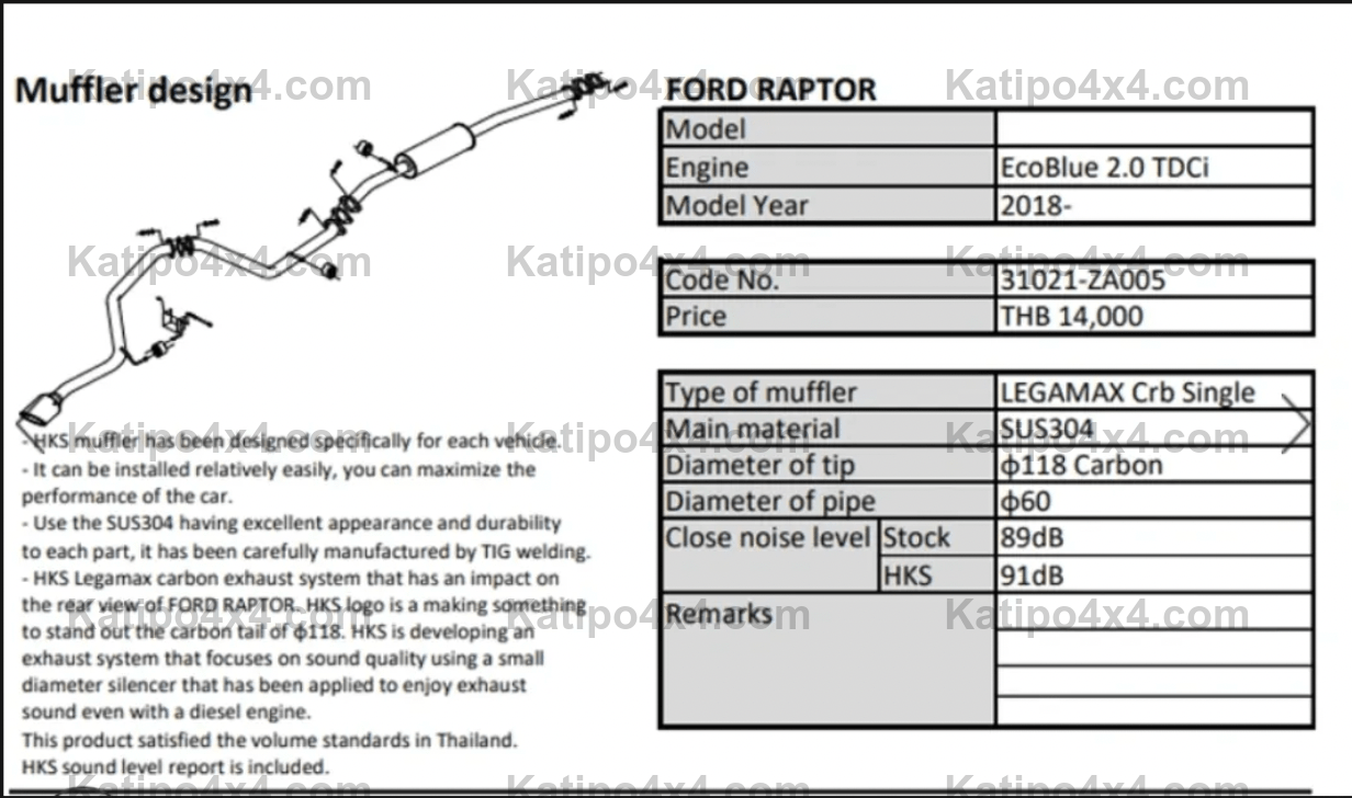 HKS SINGLE EXIT RAPTOR, LEGAMAX MUFFLER EXHAUST (2018-2022)