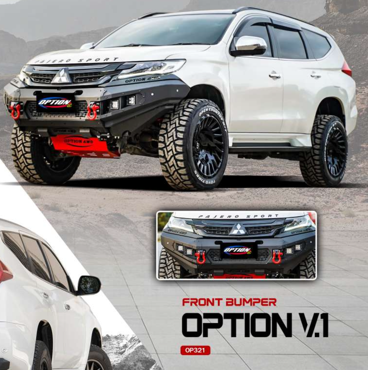 Mitsubishi Pajero V.1 FRONT WINCH BAR 2015 2019 OPTION4WD