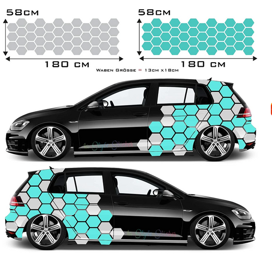 Honeycomb Side Sticker Rear Fender Sticker Car Sticker Suitable for any vehicle vinyl car wrap side graphic sticker decal