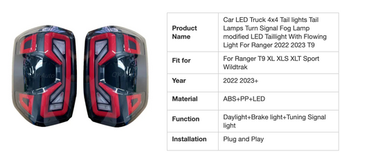 NEXT-GEN FORD RANGER LED REAR LIGHTS - 2023+