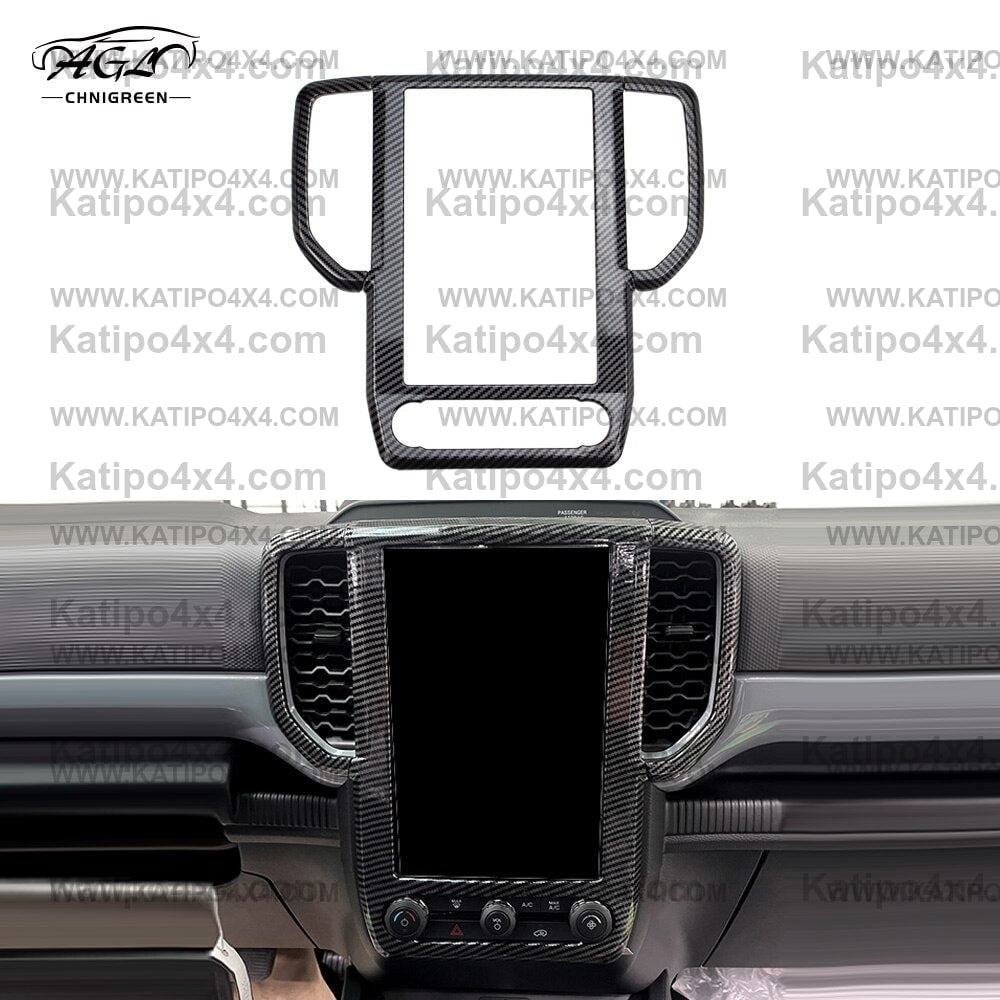 ABS Carbon Fiber Color 10.1 12 inch Navigation AC Outlet Vent Frame Trim Cover Interior Decorative for Ford Ranger Everest 2023
