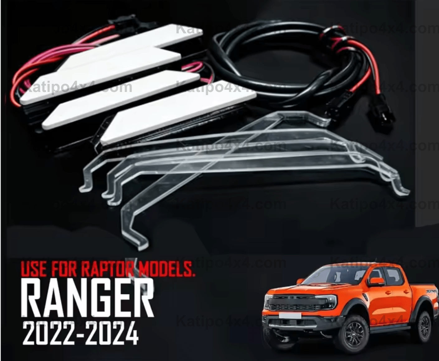 2022+ NEXT-GEN RANGER RAPTOR GRILL LIGHTS ( PERFECT FIT ) 4PC AMBER OR WHITE LED FRONT GRILLE LIGHT LAMPS