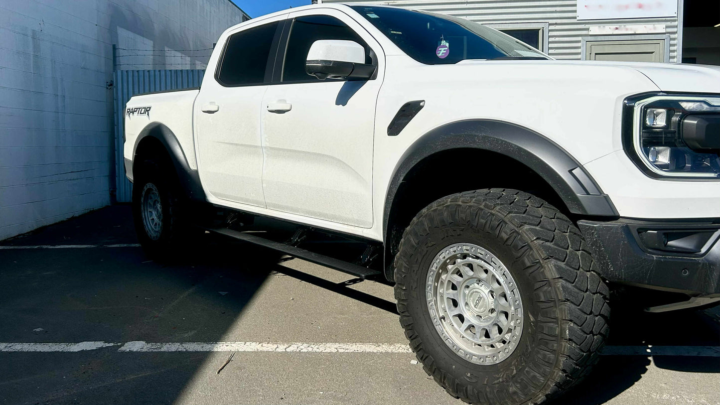 ELECTRIC POWER RETRACTABLE BOARD / FORD RANGER,  RAPTOR SIDE STEPS (2012-2025+) with LED Lights - Or NO LIGHTS