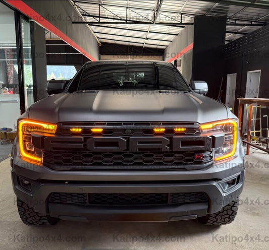 Amber Grill Lights & Daytime Running Light Package Kit for 2022+ Ford Ranger Raptor NEXT-GEN