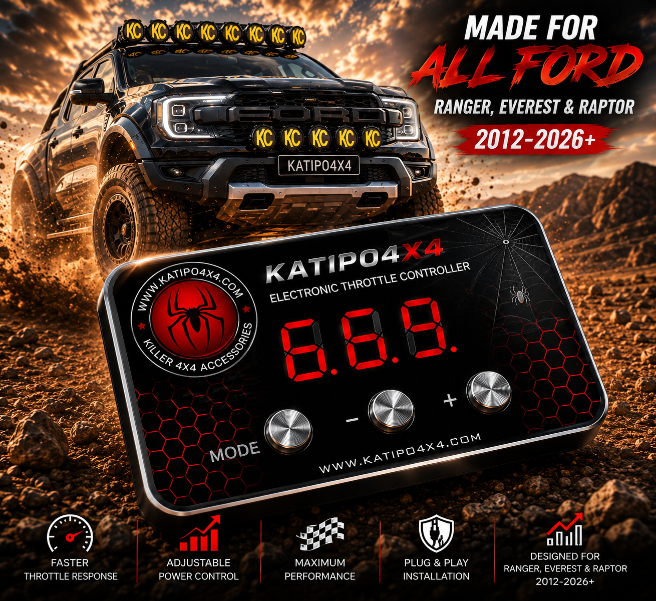 Electronic Throttle Controller, Accelerator Controller for Ford RANGER (2012-2024+) FREE WORLDWIDE SHIPPING