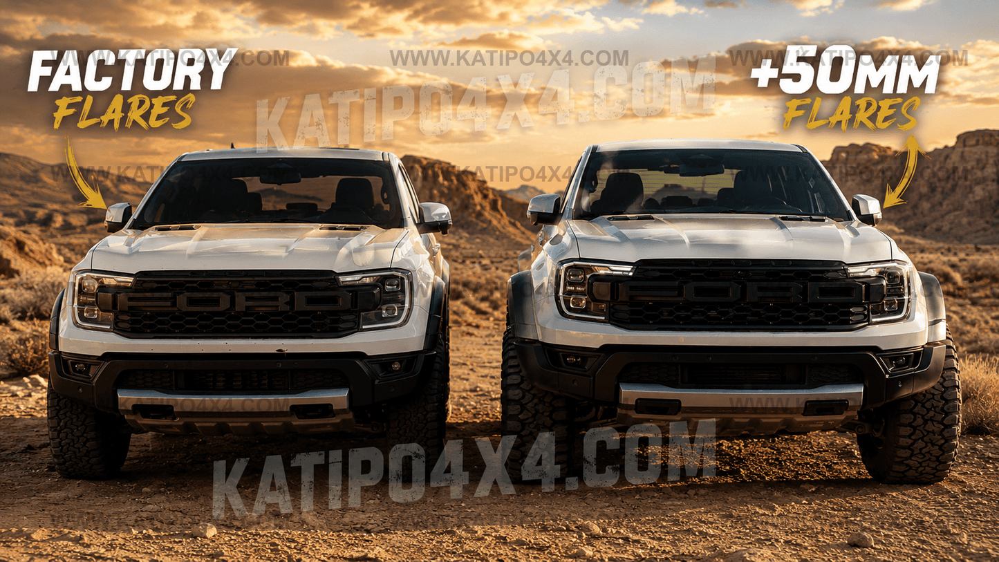 +50mm NEXT-GEN RANGER RAPTOR - WIDE BODY Wheel Arch FLARES ( CLIP ON STYLE )  FREE WORLDWIDE SHIPPING