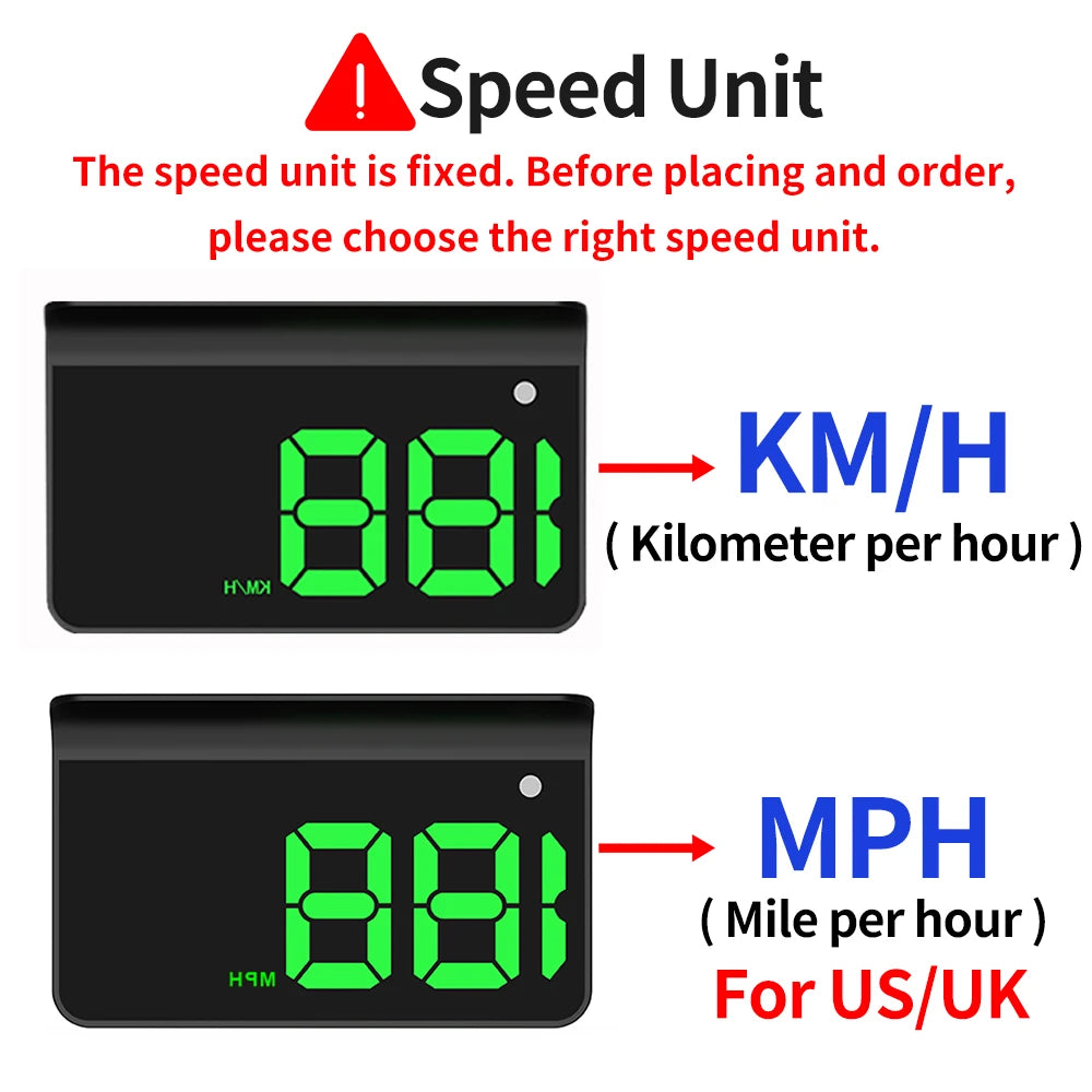 HUD Head-up Display Car GPS Digital Speedometer Universal ( Plug & Play ) USB PORT