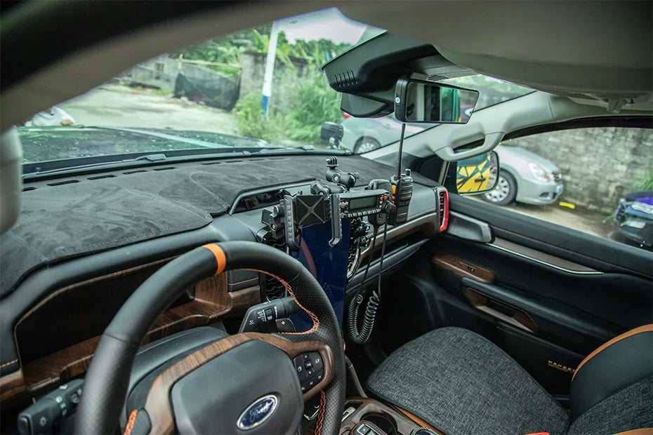 NEXT-GEN FORD RANGER & RAPTOR Center console CELL PHONE, UHF HOLDER , GOPRO Mounting Bracket