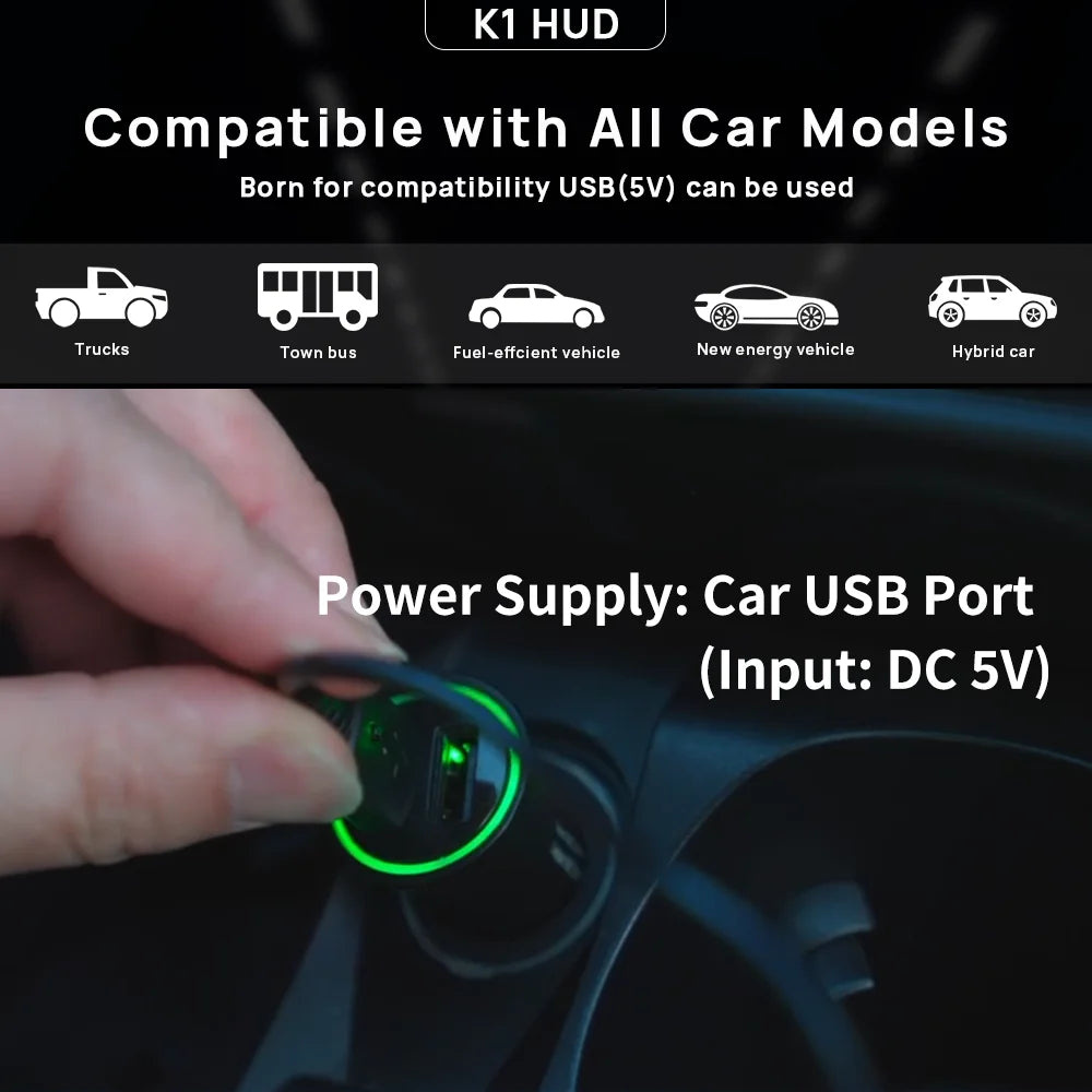 HUD Head-up Display Car GPS Digital Speedometer Universal ( Plug & Play ) USB PORT