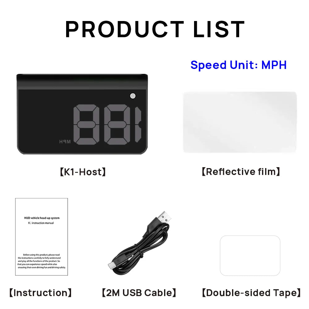 HUD Head-up Display Car GPS Digital Speedometer Universal ( Plug & Play ) USB PORT
