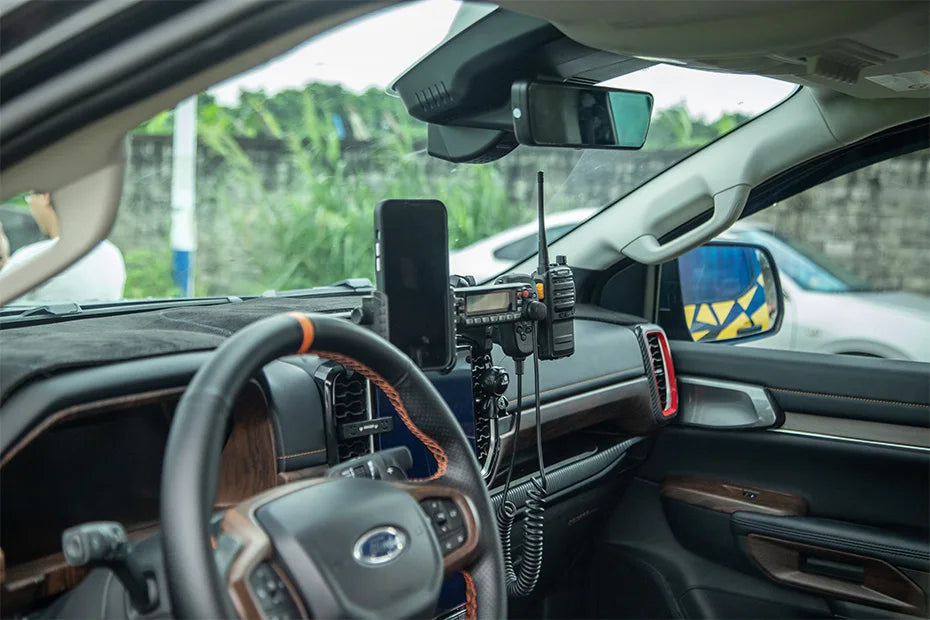 NEXT-GEN FORD RANGER & RAPTOR Center console CELL PHONE, UHF HOLDER , GOPRO Mounting Bracket