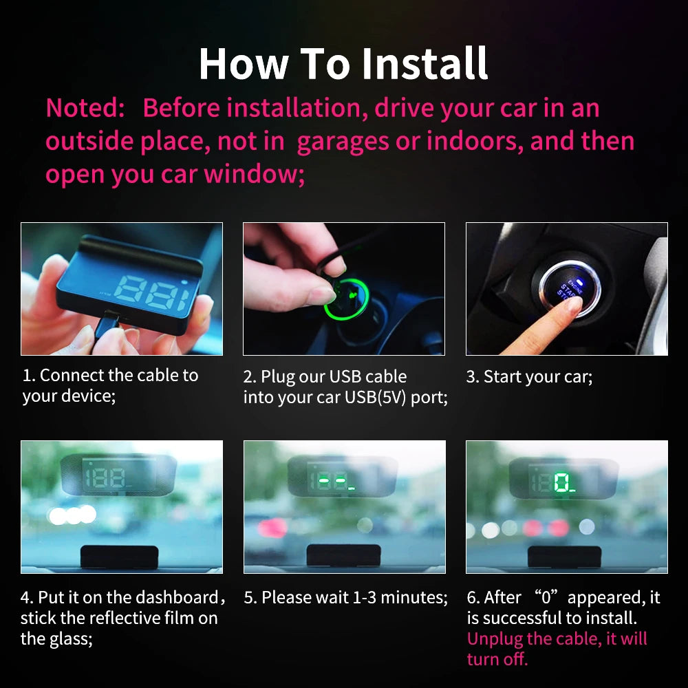 HUD Head-up Display Car GPS Digital Speedometer Universal ( Plug & Play ) USB PORT