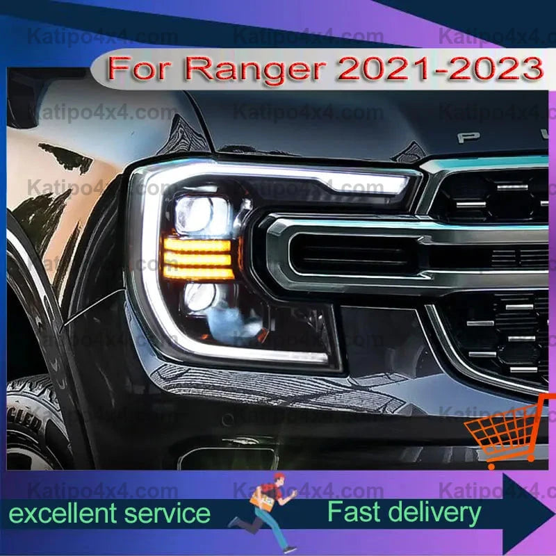 New Style Headlights For Ford Ranger T9 2021-2023 Refit Upgrade LED Du ...