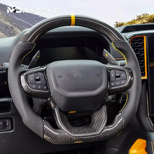 NEXT-GEN FORD RANGER / RAPTOR / EVEREST 2022+ Custom Carbon Fibre steering wheel with Intelligent speed steering wheel