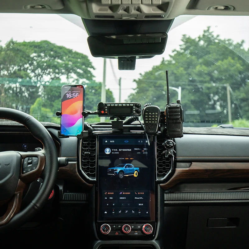 NEXT-GEN FORD RANGER & RAPTOR Center console CELL PHONE, UHF HOLDER , GOPRO Mounting Bracket