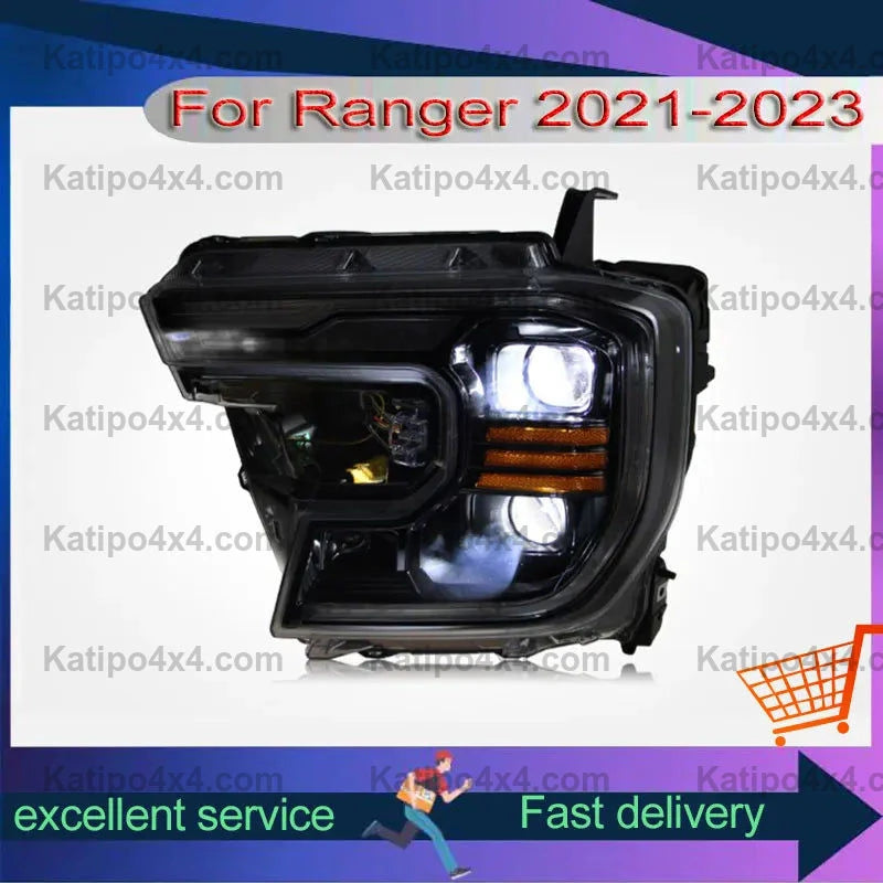New Style Headlights For Ford Ranger T9 2021-2023 Refit Upgrade LED Du ...