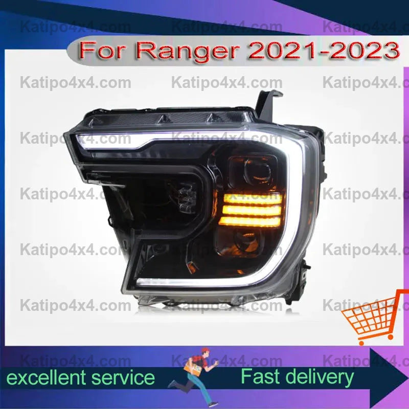 New Style Headlights For Ford Ranger T9 2021-2023 Refit Upgrade LED Du ...