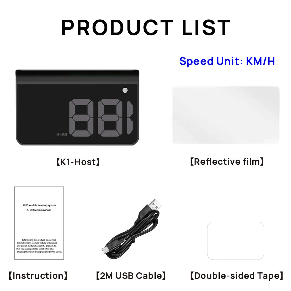 HUD Head-up Display Car GPS Digital Speedometer Universal ( Plug & Play ) USB PORT