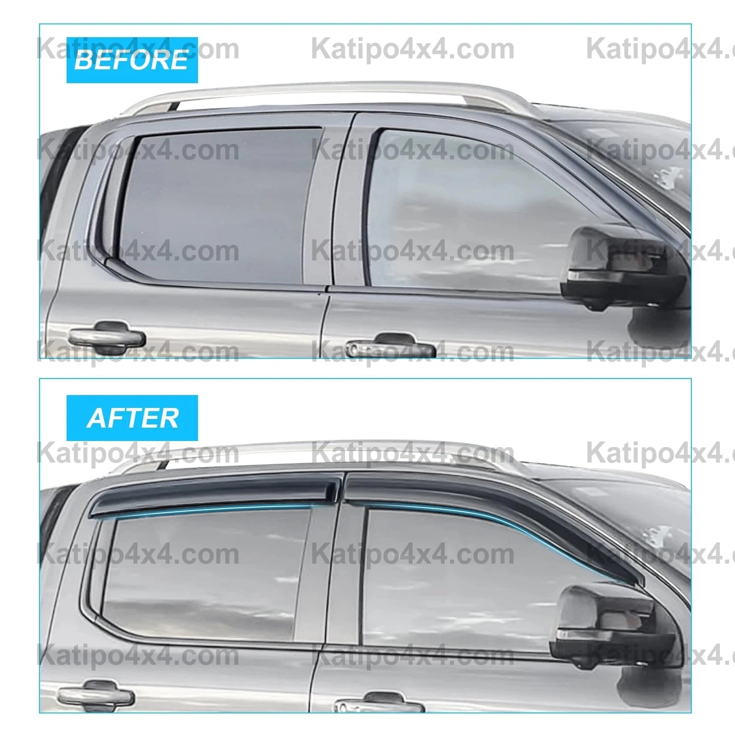 Ford Ranger & Raptor Next-Gen 2022+ Double Cabin Model Weather Shield Sun Rain Guard 4PCS