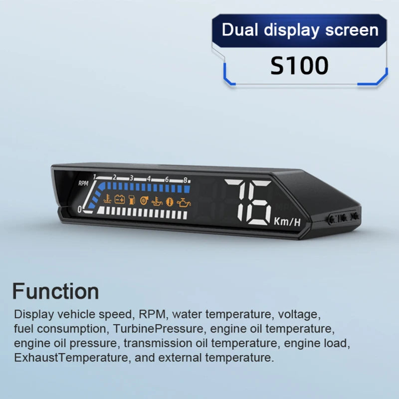 HEADS UP DISPLAY: Car Speedometer Digital Display Car Speed Voltage Oil Consumption Water Temperature Meter Multifunctional Display