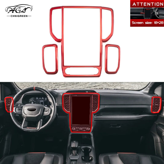 ABS Red 10.1" & 12" inch Navigation AC Outlet Vent Frame Trim Cover Interior for Ford Ranger, Everest & Raptor 2022+